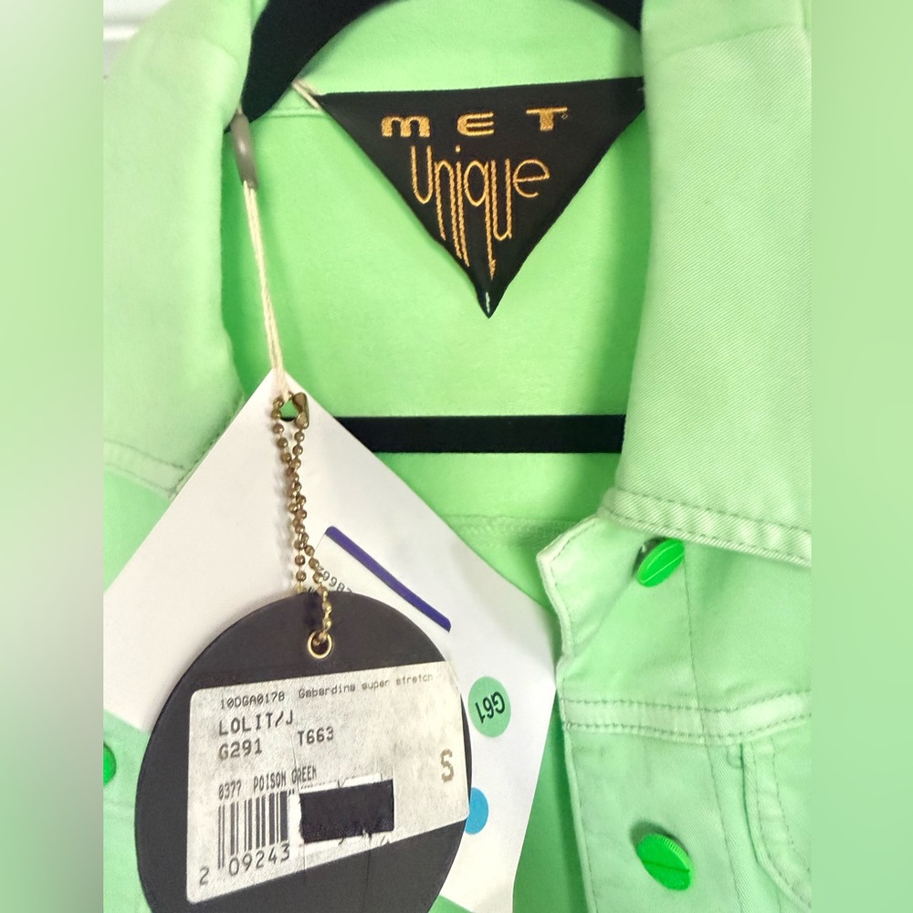 Women's Mint Green Denim Jacket - Fitted Jean Jacket - Picture 6 of 7